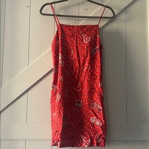 Monteau Red Paisley Mini Dress